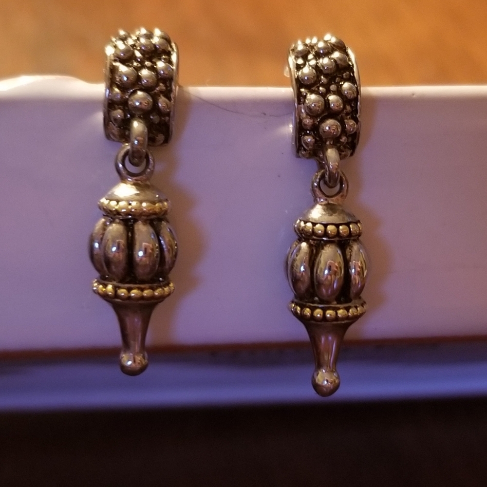 Earrings silver with gold accents